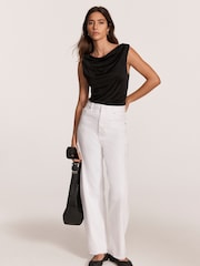 Mint Velvet Black Draped Top - Image 2 of 7