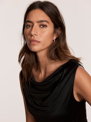 Mint Velvet Black Draped Top - Image 3 of 7