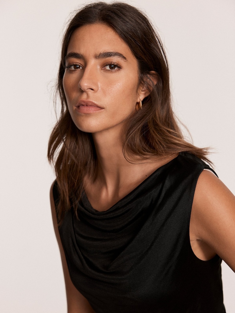Mint Velvet Black Draped Top - Image 3 of 7