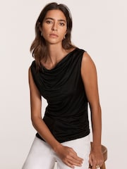 Mint Velvet Black Draped Top - Image 4 of 7