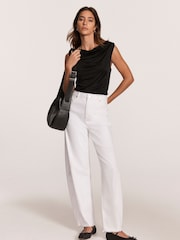 Mint Velvet Black Draped Top - Image 5 of 7