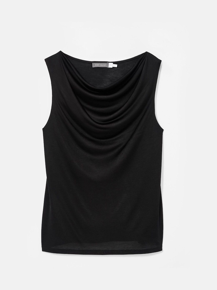 Mint Velvet Black Draped Top - Image 6 of 7