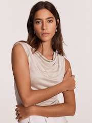 Mint Velvet Cream Draped Top - Image 3 of 7