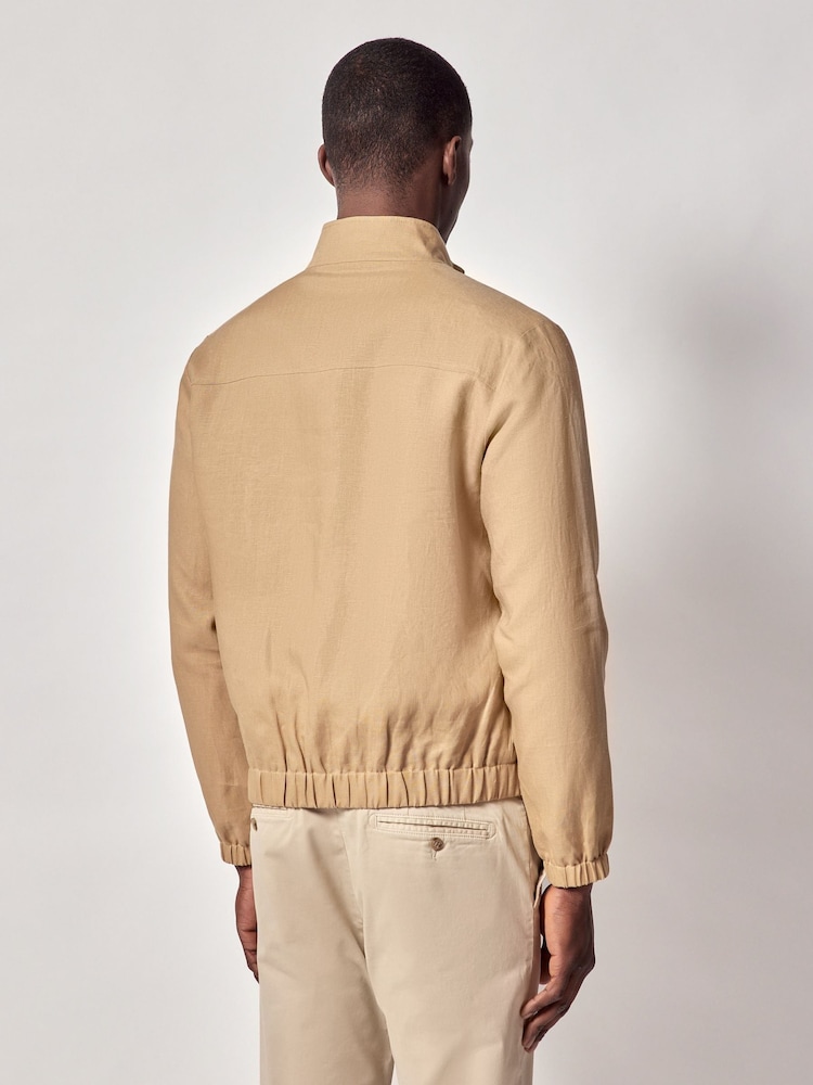 Hawes & Curtis Bomber 100% Linen Brown Jacket - Image 2 of 4
