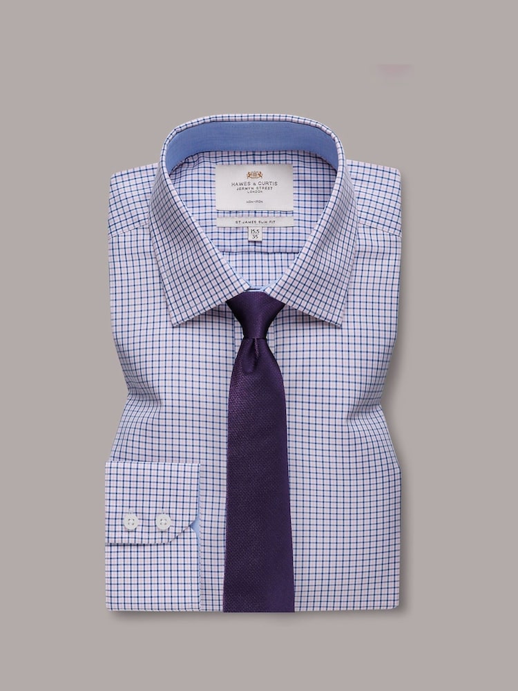Hawes & Curtis Pink 100% Cotton Multi Check Slim Shirt - Image 1 of 3
