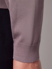 Hawes & Curtis Long Sleeve Open Neck Knitted 100% Cotton Polo Shirt - Bild 4 von 4