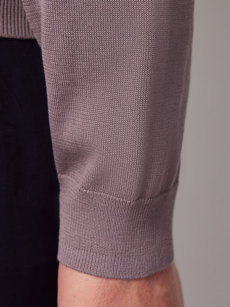 Hawes & Curtis Long Sleeve Open Neck Knitted 100% Cotton Polo Shirt - Bild 4 von 4