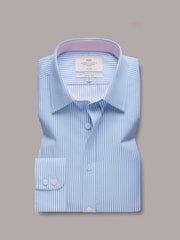 Hawes & Curtis Blue 100% Cotton Bengal Stripe Fitted Slim Shirt - Bild 2 von 2