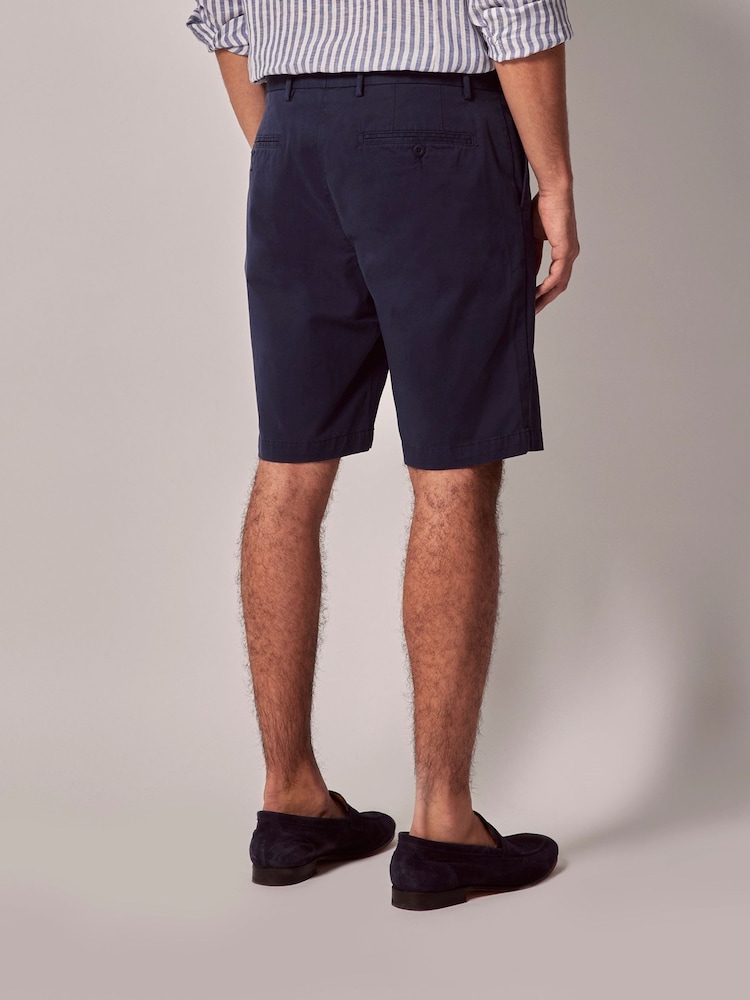 Hawes & Curtis Blue Garment Dyed 100% Cotton Stretch Chino Shorts - Image 2 of 4