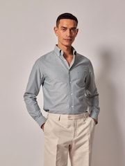 Hawes & Curtis Green Oxford Shirt Plain 100% Cotton Shirt - Image 1 of 3