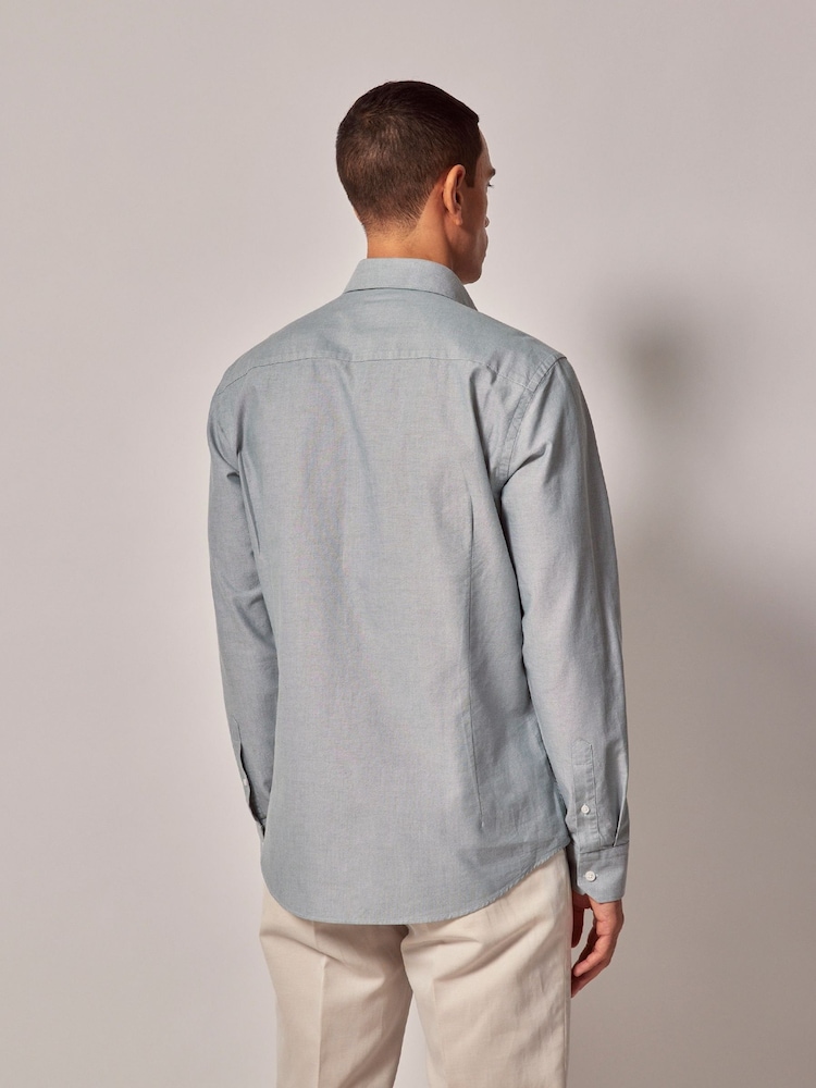 Hawes & Curtis Green Oxford Shirt Plain 100% Cotton Shirt - Image 2 of 3