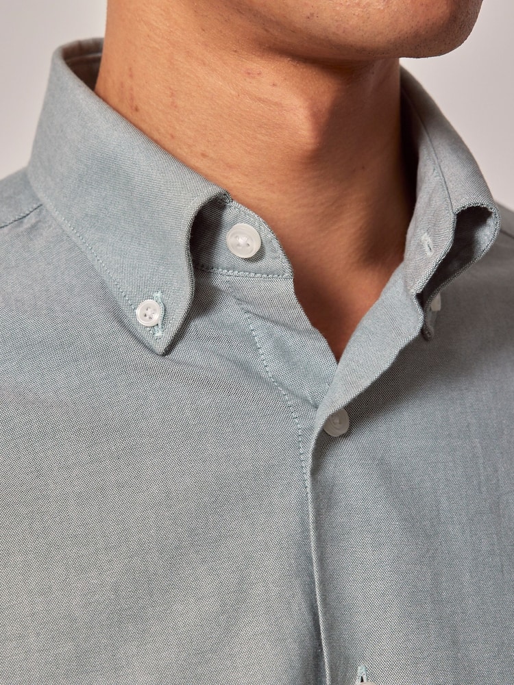 Hawes & Curtis Green Oxford Shirt Plain 100% Cotton Shirt - Image 3 of 3 Hawes & Curtis Green Oxford Shirt Plain 100% Cotton Shirt - Image 3 of 3