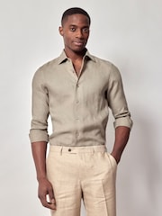 Hawes & Curtis Green 100% Linen Slim Shirt - Image 1 of 3
