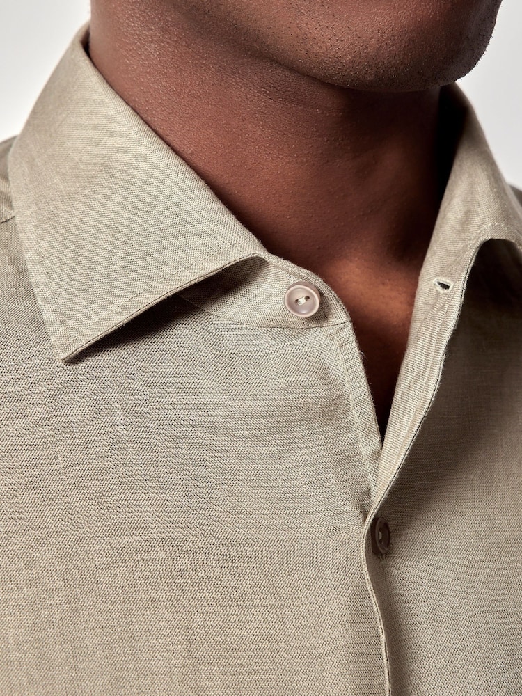 Hawes & Curtis Green 100% Linen Slim Shirt - Image 3 of 3