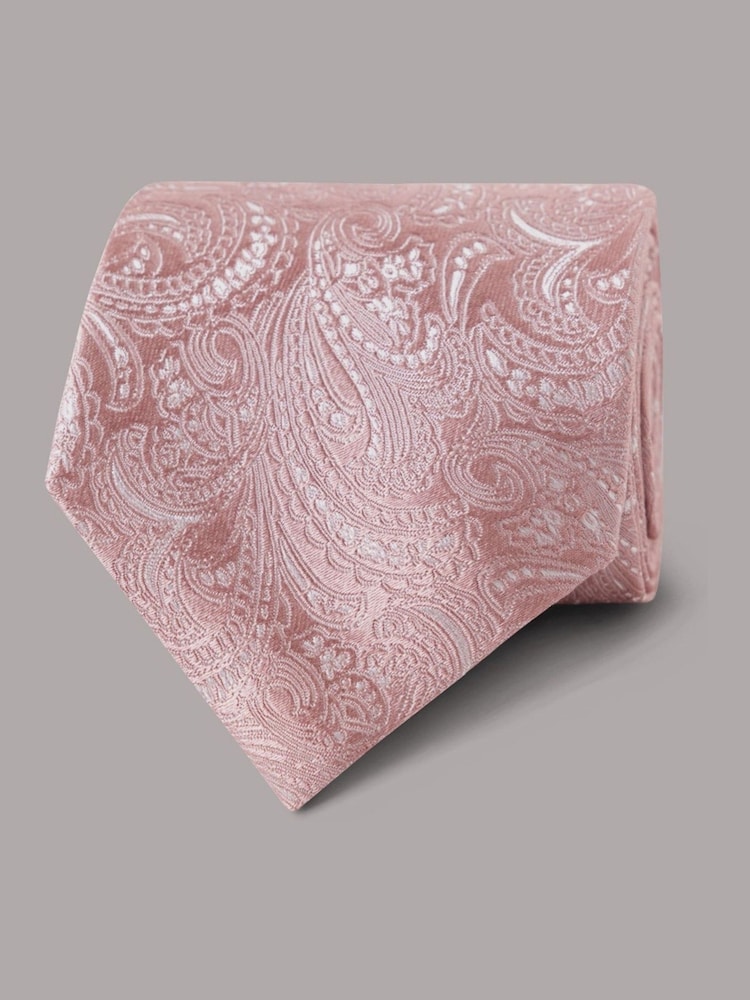 Hawes & Curtis Pink Wedding Paisley Tie - Image 1 of 3