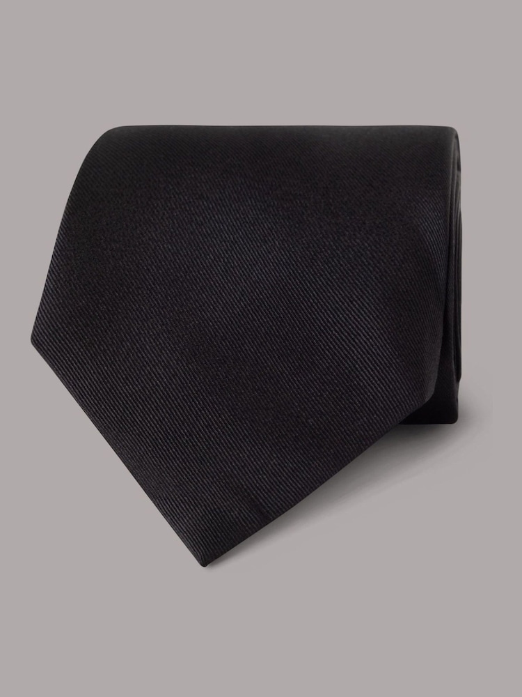 Hawes & Curtis Plain Repp Black Tie - Image 1 of 3