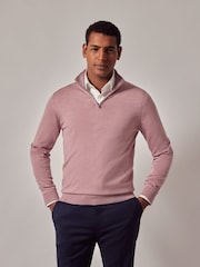Hawes & Curtis Pink Merino Half Zip Jumper - Image 2 of 4