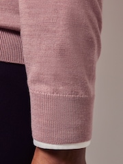 Hawes & Curtis Pink Merino Half Zip Jumper - Image 4 of 4