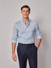 Hawes & Curtis Blue 100% Linen Slim Shirt - Bild 1 von 1