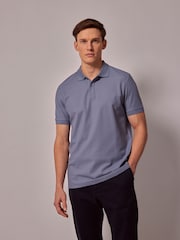Hawes & Curtis Blue Short Sleeve 100% Cotton Polo Shirt - Image 1 of 4