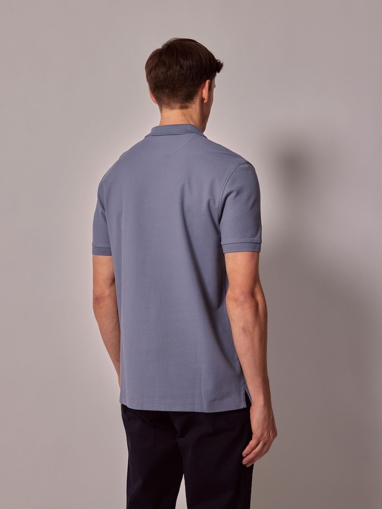 Hawes & Curtis Blue Short Sleeve 100% Cotton Polo Shirt - Image 2 of 4
