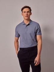 Hawes & Curtis Blue Short Sleeve 100% Cotton Polo Shirt - Image 3 of 4