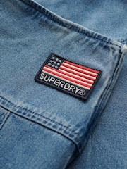 Superdry Blue Pleated Patched 100% Cotton Mini Skirt - Image 7 of 7