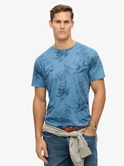 Superdry Blue Classic Essential Printed 100% Cotton T-Shirt - Image 1 of 6