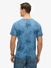 Superdry Blue Classic Essential Printed 100% Cotton T-Shirt - Image 2 of 6