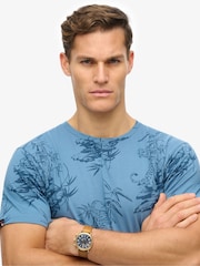 Superdry Blue Classic Essential Printed 100% Cotton T-Shirt - Image 4 of 6