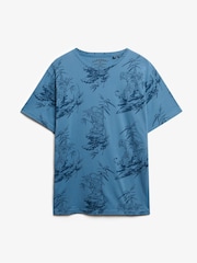 Superdry Blue Classic Essential Printed 100% Cotton T-Shirt - Image 5 of 6
