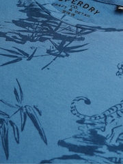 Superdry Blue Classic Essential Printed 100% Cotton T-Shirt - Image 6 of 6