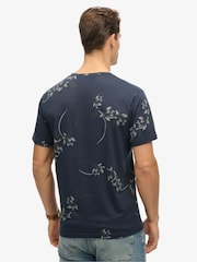 Superdry Blue Classic Essential Printed 100% Cotton T-Shirt - Image 2 of 6