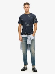 Superdry Blue Classic Essential Printed 100% Cotton T-Shirt - Image 3 of 6