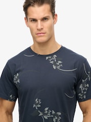 Superdry Blue Classic Essential Printed 100% Cotton T-Shirt - Image 4 of 6