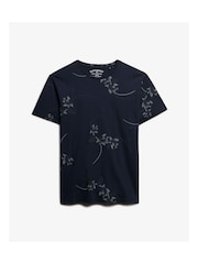 Superdry Blue Classic Essential Printed 100% Cotton T-Shirt - Image 5 of 6