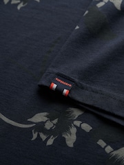 Superdry Blue Classic Essential Printed 100% Cotton T-Shirt - Image 6 of 6