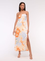 Abercrombie & Fitch Blue Strapless Floral Maxi Dress - Image 1 of 5