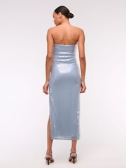 Abercrombie & Fitch Blue Strapless Sequin Occasion Midi Dress - Image 2 of 6