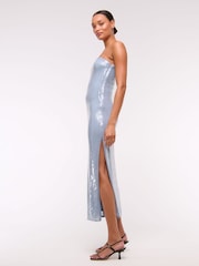 Abercrombie & Fitch Blue Strapless Sequin Occasion Midi Dress - Image 4 of 6