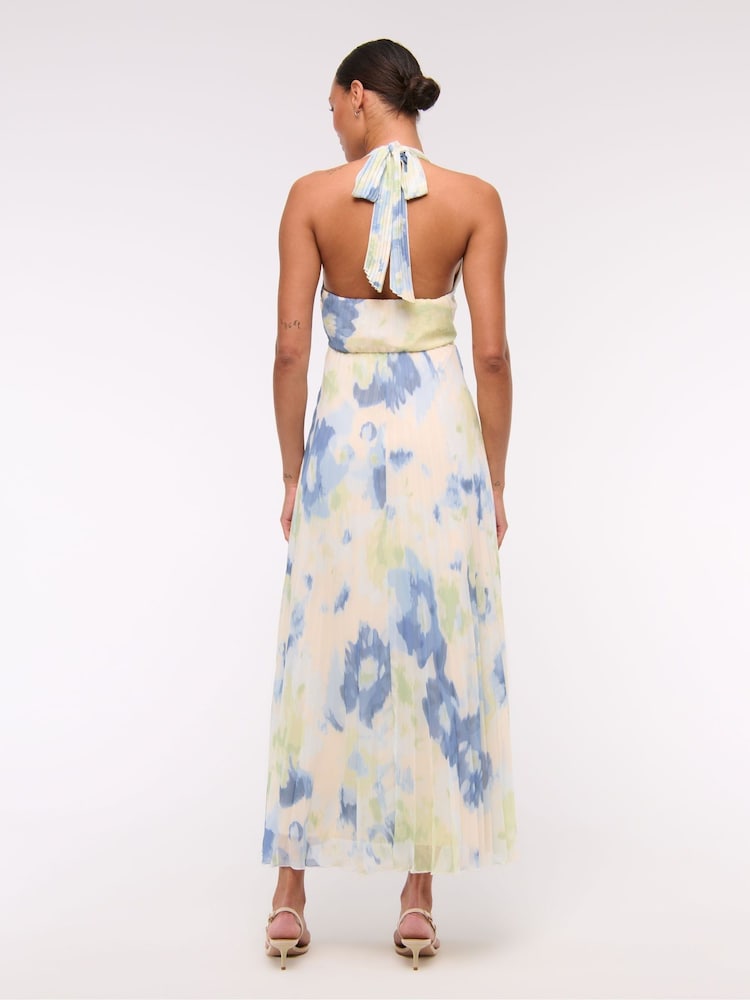 Abercrombie & Fitch Blue Printed Halter Neck Maxi Dress - Image 2 of 6