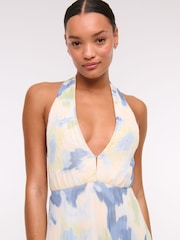 Abercrombie & Fitch Blue Printed Halter Neck Maxi Dress - Image 4 of 6