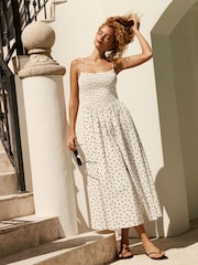 Abercrombie & Fitch Dipped Waist Strappy Midi Dress - Image 1 of 7