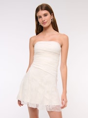 Abercrombie & Fitch Strapless Drop Waist Lace Mini White Dress - Image 1 of 7