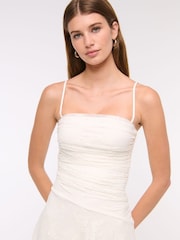 Abercrombie & Fitch Strapless Drop Waist Lace Mini White Dress - Image 5 of 7