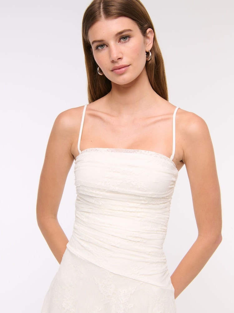Buy Abercrombie & Fitch White Strapless Drop Waist Lace Mini Dress from  Next France