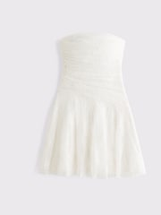 Abercrombie & Fitch Strapless Drop Waist Lace Mini White Dress - Image 6 of 7