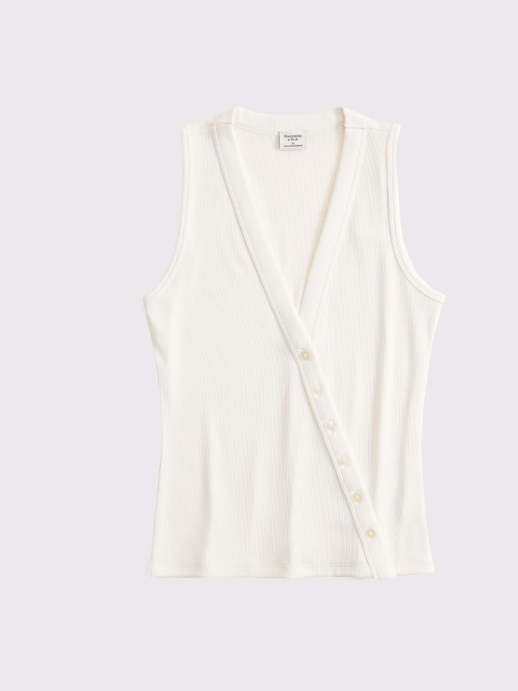 Abercrombie & Fitch Asymetric Button Through Longline Knitted Top - Image 6 of 6