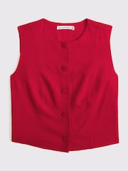 Abercrombie & Fitch Red Cap Sleeve Tailored Button Through Vest - Image 1 of 1