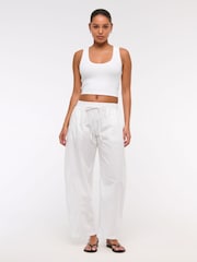 Abercrombie & Fitch Poplin Pull On Barrel Leg 100% Cotton Trousers - Image 1 of 6